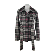 Say What? Wool Blend Plaid Belted Peacoat Size S Juniors - NEW