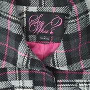 Say What? Wool Blend Plaid Belted Peacoat Size S Juniors - NEW