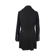Black Rivet Asymmetrical Zip Belted Trench Coat Size L