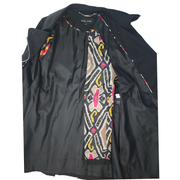Black Rivet Asymmetrical Zip Belted Trench Coat Size L