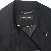 Black Rivet Asymmetrical Zip Belted Trench Coat Size L