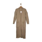 Caracilia Women's Long Cable Knit Open-Front Cardigan Size L - NEW