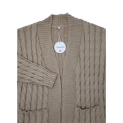 Caracilia Women's Long Cable Knit Open-Front Cardigan Size L - NEW