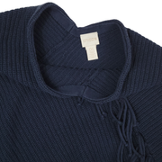 Chico’s Fringe Knit Poncho - Navy Blue - One Size
