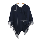 Chico’s Fringe Knit Poncho - Navy Blue - One Size