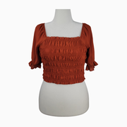 Pink Rose Smocked Crop Top – Copper Spice – Size L
