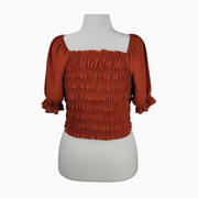 Pink Rose Smocked Crop Top – Copper Spice – Size L