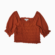 Pink Rose Smocked Crop Top – Copper Spice – Size L