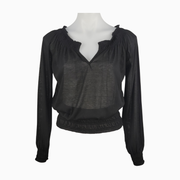 Derek Heart Semi-Sheer Peasant Blouse – Black – Size M