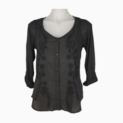 Chelsea & Violet Embroidered Boho Button-Front Blouse – Size M