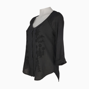 Chelsea & Violet Embroidered Boho Button-Front Blouse – Size M