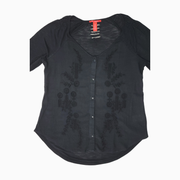 Chelsea & Violet Embroidered Boho Button-Front Blouse – Size M