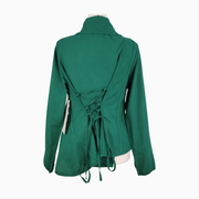 Ashro Women’s Linen Blend Green Draped Wrap Top – Size M – NEW