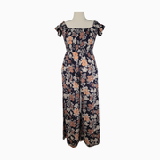 Band of Gypsies Floral Wide-Leg Smocked Jumpsuit – Size M