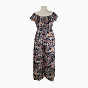 Band of Gypsies Floral Wide-Leg Smocked Jumpsuit – Size M