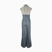 London Jean Y2K Vintage Denim Halter Wide Leg Jumpsuit – Size 10