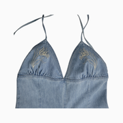 London Jean Y2K Vintage Denim Halter Wide Leg Jumpsuit – Size 10