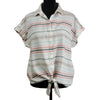 Weatherproof Vintage Women Tie-Front Linen Shirt Size S Front View