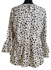 SHEIN Peplum Blouse Size 4 White/Black Back View